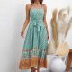 Bohemian Tie Waist Scoop Neck Dress