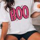 BOO Letter Graphic Tee – White Shift Silhouette