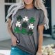 Clover Garden Gray Print Round Neck T Shirt