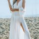 Cold-Shoulder Split Surplice Maxi Dress