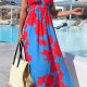 Contrast Halter Neck Maxi Dress