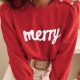 Festive Red Merry Buttoned Bishop Sleeve Top