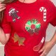 Festive Red Sequin Christmas Graphic T-Shirt with Crew Neck