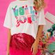 Festive White Christmas Printed Tee with HOLLY JOLLY Monograms