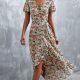 Floral Surplice Neck Tied Midi Dress