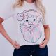 Glamorous White Santa Claus Print Crew Neck Tee