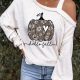 Leopard Pumpkin Heart Print Asymmetric Cold Shoulder Top